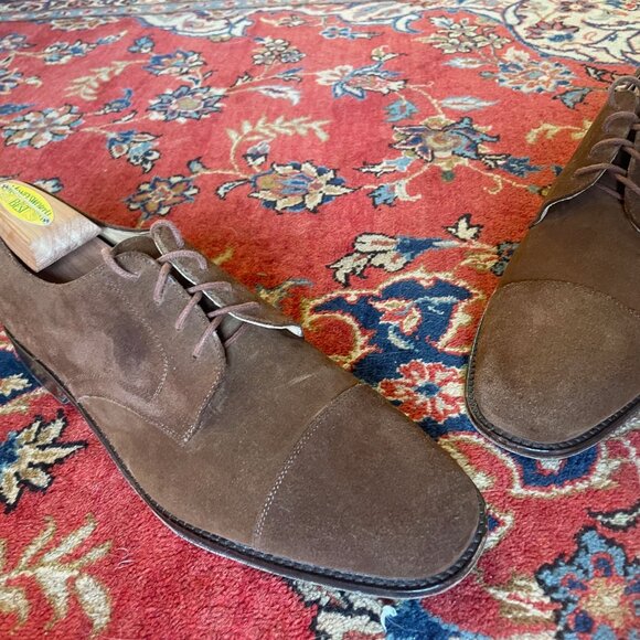 Bruno Magli Mens 11 1/2  D Irwin Cocoa Brown Suede shoes, very good! main image 4